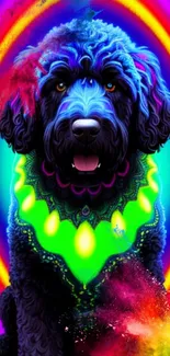 Neon dog art wallpaper with vibrant colors.