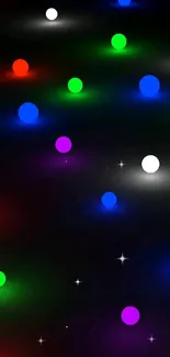 Vibrant neon-colored spheres on a dark background wallpaper.