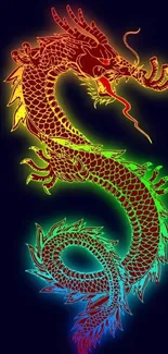 Vibrant neon dragon artwork on a dark background.