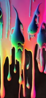 Vibrant neon colors dripping abstract mobile wallpaper.