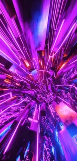 Futuristic neon purple explosion wallpaper with dynamic light effects.