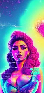 Vibrant neon fantasy art wallpaper for mobile devices.