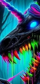 Vibrant and surreal neon unicorn design