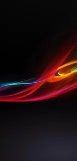 Vibrant neon light streaks on dark background wallpaper.