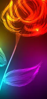 Vibrant neon abstract flower in radiant colors for mobile wallpaper.