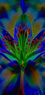 Vibrant neon flower art with bold colors and patterns.