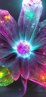 Vibrant neon flower wallpaper with glowing petals.