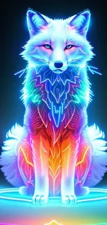 Vibrant neon wolf art with glowing colors.