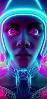 Futuristic neon art wallpaper with vibrant colors.