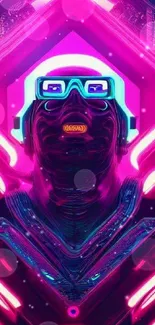 Futuristic neon art with vibrant colors and sci-fi elements.