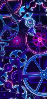 Neon gears in vibrant colors creating a captivating wallpaper design.