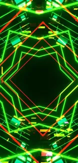 Symmetrical neon geometric art wallpaper