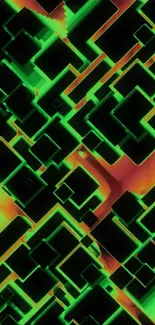 Vibrant neon geometric pattern wallpaper.