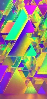 Vibrant neon geometric pattern wallpaper.