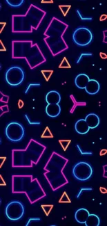 Vibrant neon geometric pattern wallpaper for mobile.