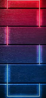 Vibrant neon geometric wallpaper with blue and red lines on a dark background.