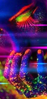 A vibrant neon glow art wallpaper with dazzling colors and intricate details.