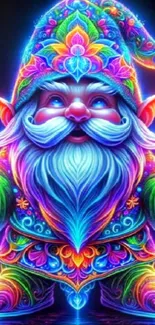 Vibrant neon gnome art with colorful design and whimsical theme.