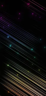 Vibrant neon gradient lines on a black wallpaper.