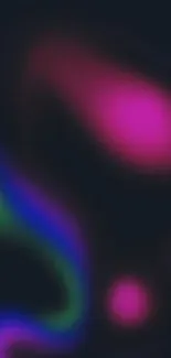 Vibrant neon gradient wallpaper with pink, green, and blue colors on a dark background.