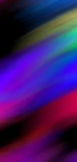 Vibrant neon gradient wallpaper with colorful streaks on a dark background.