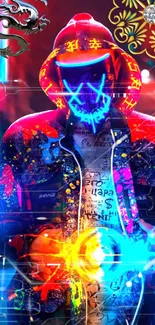 Neon street art wallpaper with vibrant colors and futuristic design