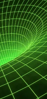 A vibrant neon green grid pattern with a 3D perspective.