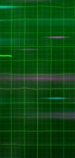 Green neon grid wallpaper with abstract digital design.