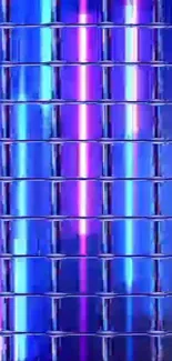 Vibrant neon grid pattern with blue and pink hues.