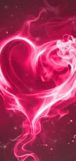 Vibrant neon pink heart with swirling design.