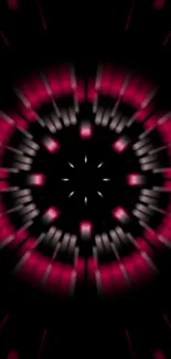 Neon kaleidoscope with pink and black geometric pattern for mobile wallpaper.