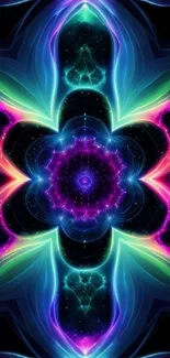 Colorful neon kaleidoscope wallpaper design