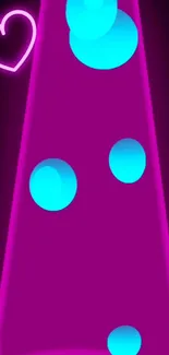 Neon magenta lava lamp with aqua glow on a phone wallpaper.