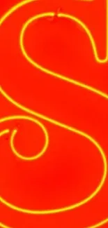 Neon letter S on a bright red background.