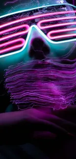 Neon light art wallpaper with pink and cyan glowing shades.