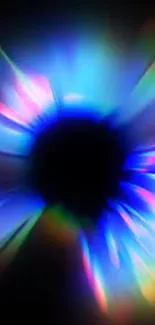 Vibrant burst of neon colors radiating from the center.
