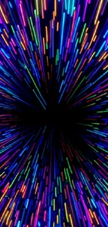 Vibrant neon light burst with black center.