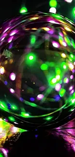 Neon light sphere with vibrant colors glowing beautifully.