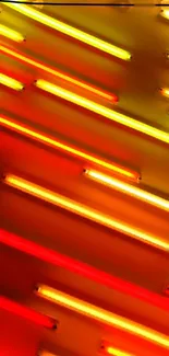 Abstract neon lights in red, orange, and yellow on mobile wallpaper.