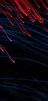 Abstract neon streaks on black phone wallpaper.