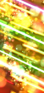 Vibrant neon light wallpaper with colorful bokeh and abstract design.