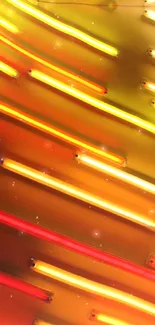 Vibrant neon light wallpaper with orange, yellow, and red streaks.