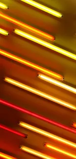 Vibrant neon light wallpaper with glowing diagonal orange and red lines.