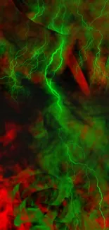 Neon green and red lightning wallpaper design.