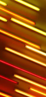 Abstract neon stripes with vibrant yellow and red hues.