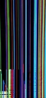 Vibrant neon vertical lines wallpaper with dark background.