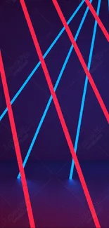 Neon blue and red lines on a dark background wallpaper.