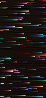 Colorful neon lines streaks on black background wallpaper.