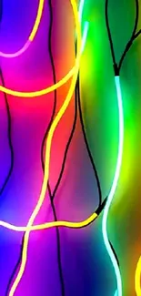 Colorful neon lines abstract wallpaper