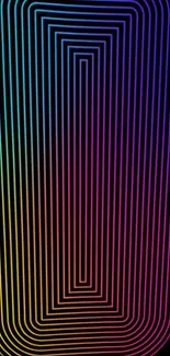 Vibrant wallpaper with neon rainbow lines on a black background.